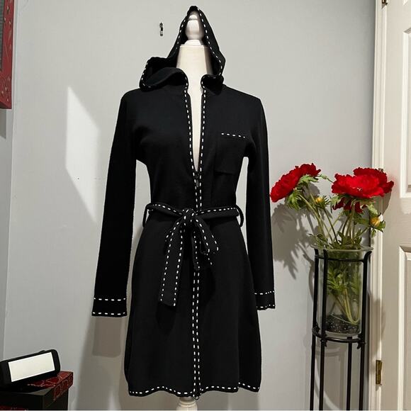 NEW Twiggy Longline Whipstitch Belted Hooded Contrast Zip Travel Sweater Jacke… - Picture 15 of 16